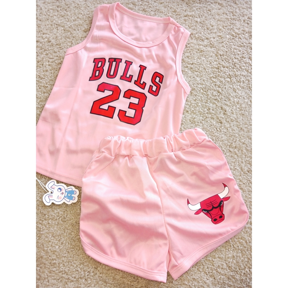 Little Girls Chicago Bulls 2 Piece Jersey Outfit Set
